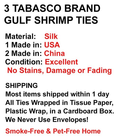 Tabasco Silk Ties – Gulf Shrimp Theme - EUC - Picture 10 of 10